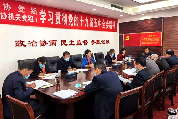 縣政協黨組專題學習貫徹黨的十九屆五中全會精神