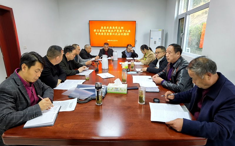 房縣水庫局支部學習貫徹十九屆六中全會、縣第十五次黨代會和縣“兩會”精神
